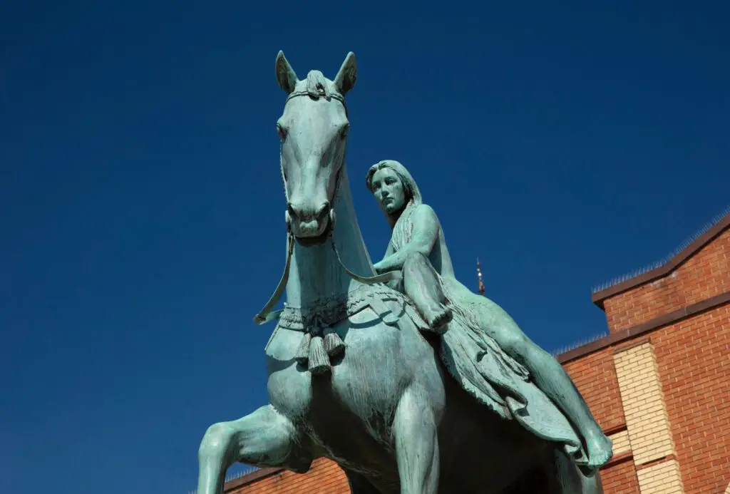 Statue of Lady Godiva on horseback in Coventry city centre
